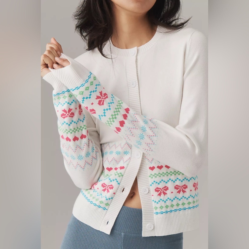 Beach Riot White and Pink Patterned Sweater | *Spots* | NWT | Sz M‎